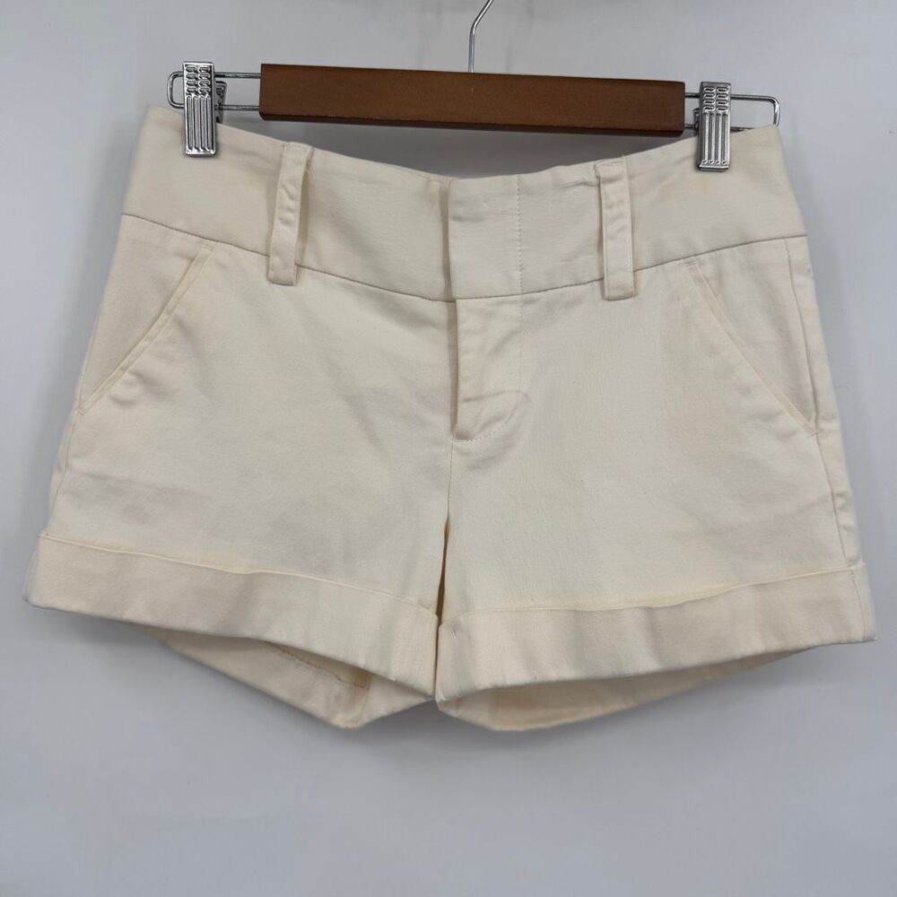 Alice + Olivia Ivory Cuffed Shorts Cotton Stretch Tailored Dress Shorts Made in